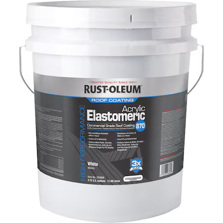 Rust-Oleum 359666 870 Elastomeric Commercial Grade Roof Coating, White, 4.75