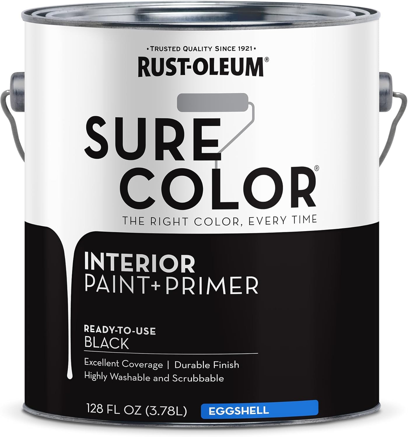 380218 Black Sure Color Interior Paint + Primer, Eggshell, 1 Gal