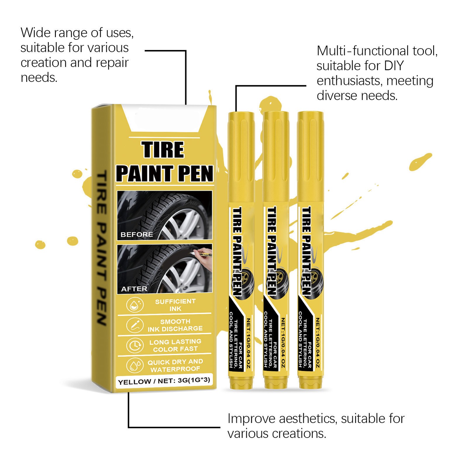 Tire Paint Markers For Easy Application On Automotive Surfaces Easy To Use