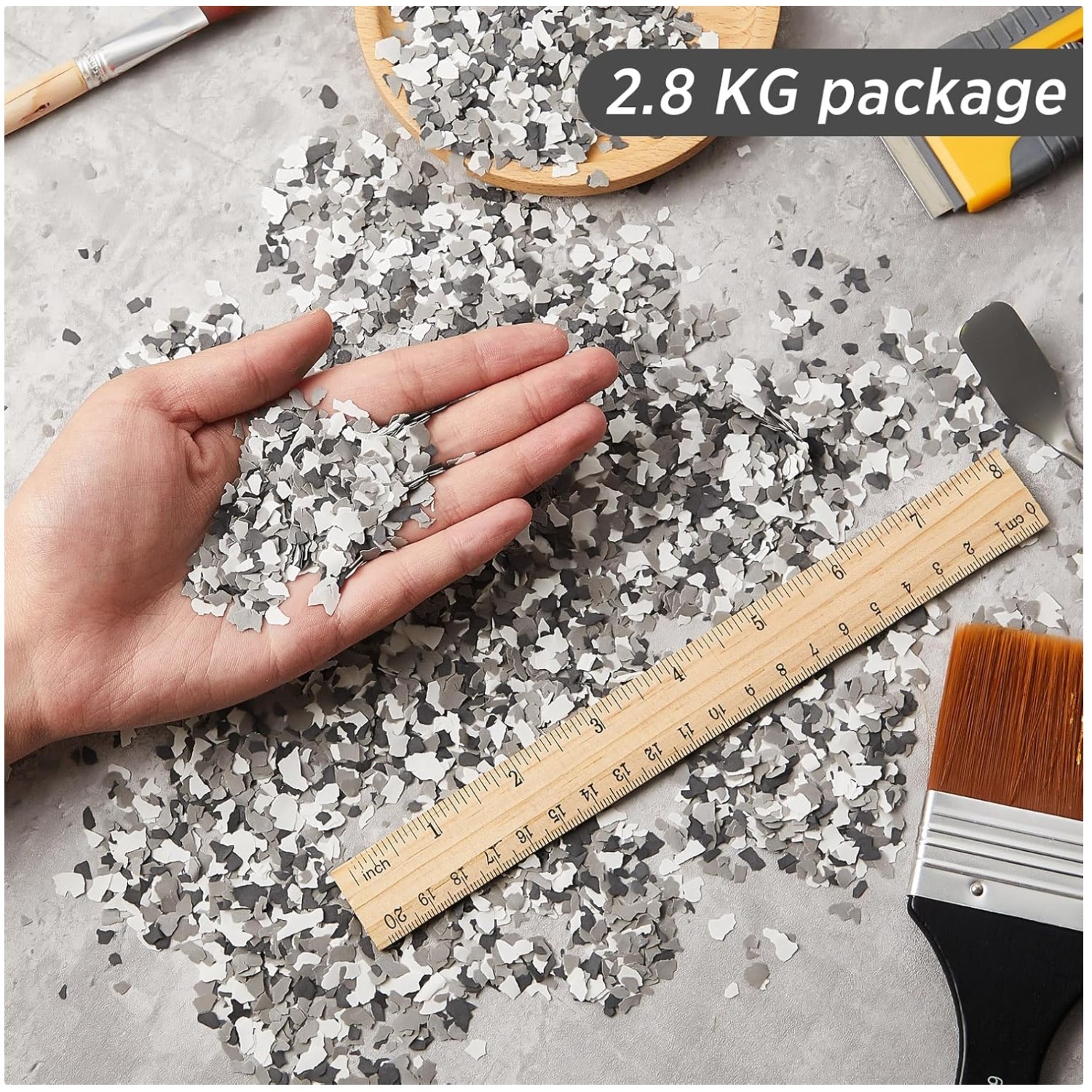 Epoxy Flakes for Interior Exterior Walls, Black White Grey