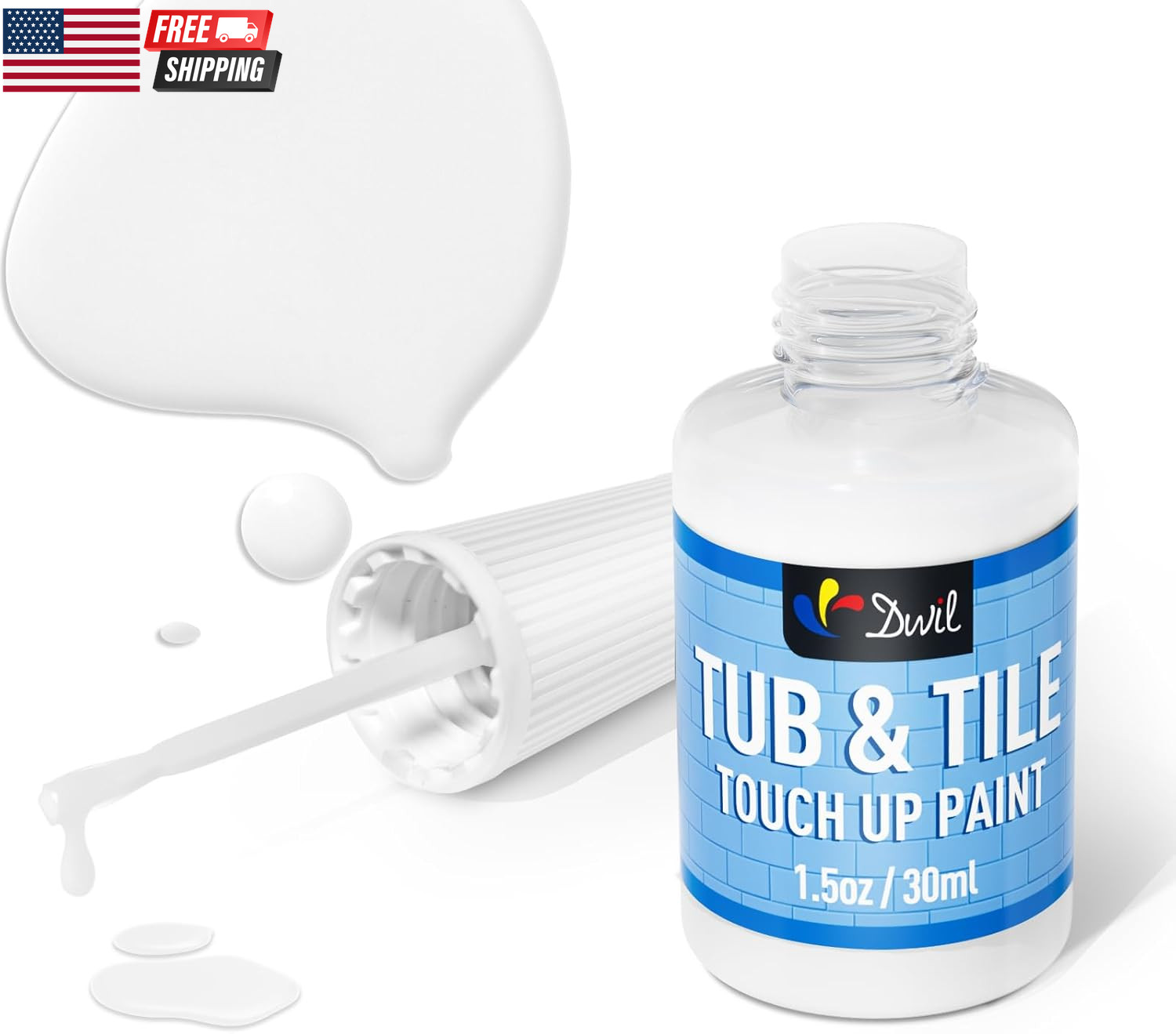 Tub and Tile Paint, White Touch up Paint for Porcelain, Scratches, Cracks and Sp