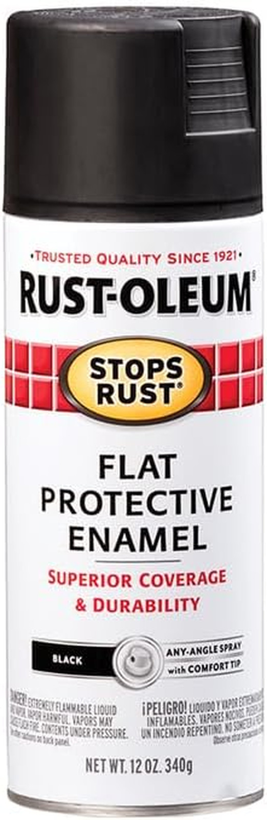 Rust-Oleum 7776830 Stops Rust Spray Paint, 12 Oz, Flat Black
