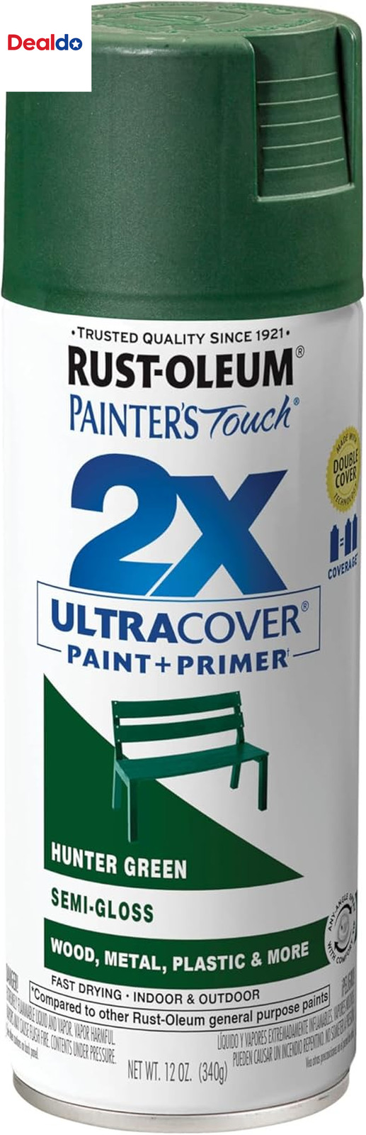 249853 Painter’S Touch 2X Ultra Cover Spray Paint, 12 Oz, Semi-Gloss Hunter Gree