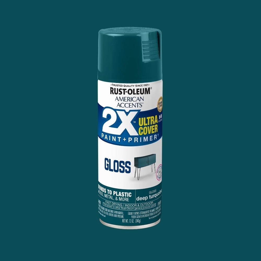 Deep Turquoise Gloss Spray Paint 2-Pack, 12 oz, Ultra Cover High Gloss Finish