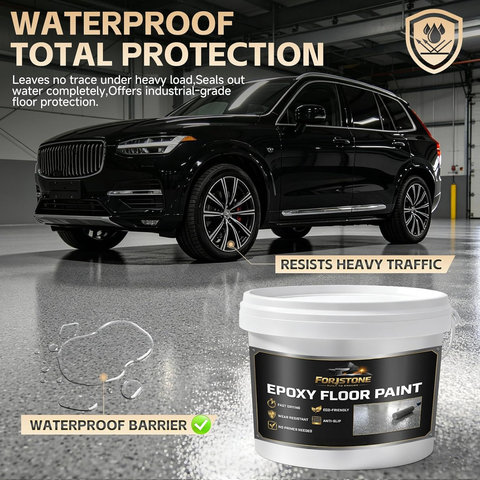 Epoxy Floor Paint Colored Sand Self Leveling Kit High Gloss Wear Resistant Non