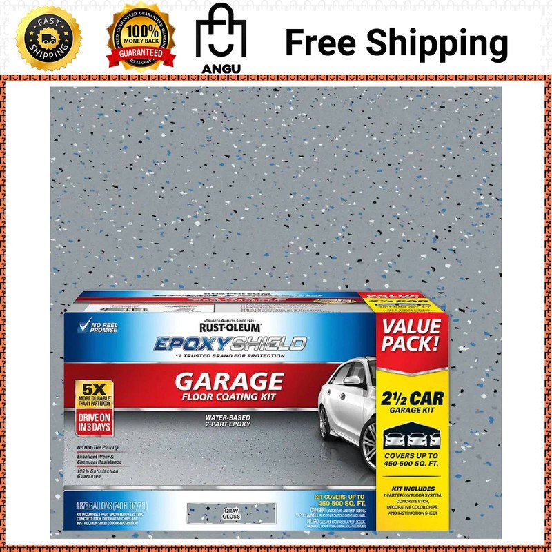 High-Gloss Car Garage Floor Kit 240 Oz GRAY Waterproofing Sealer Epoxy Paste NEW
