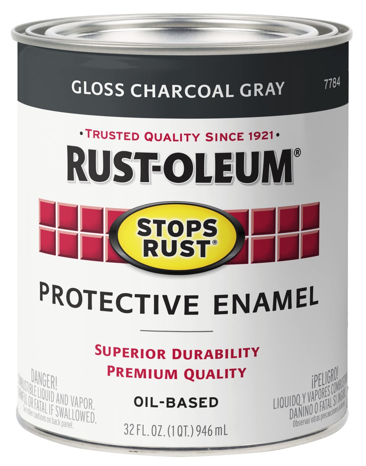 Rust-Oleum 7784502-2PK Stops Rust Brush On Paint, Quart, Gloss Charcoal Gray,…