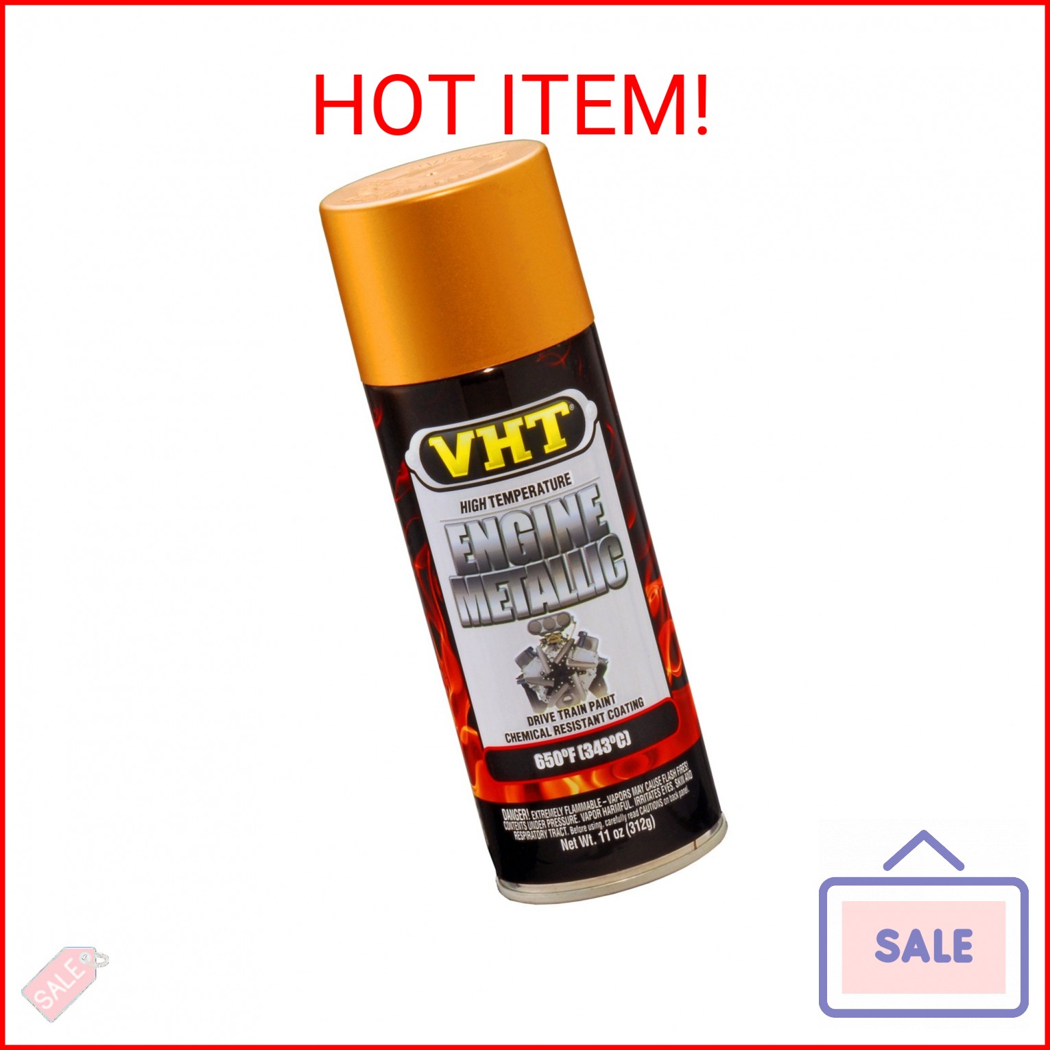 VHT SP404 Engine Metallic High Heat Spray Paint – Gold Flake – 11 oz. Aerosol Ca