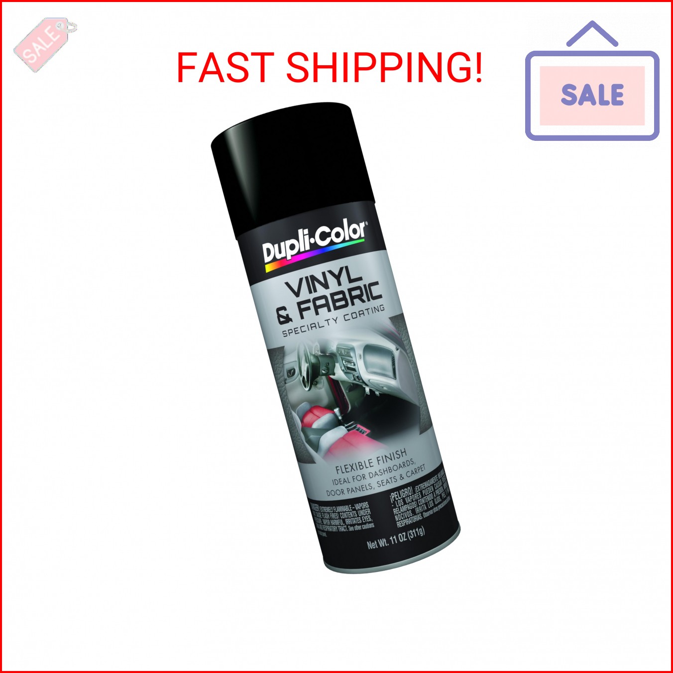 Dupli-Color HVP106 Vinyl and Fabric Coating Spray Paint – Flat Black – 11 oz Aer