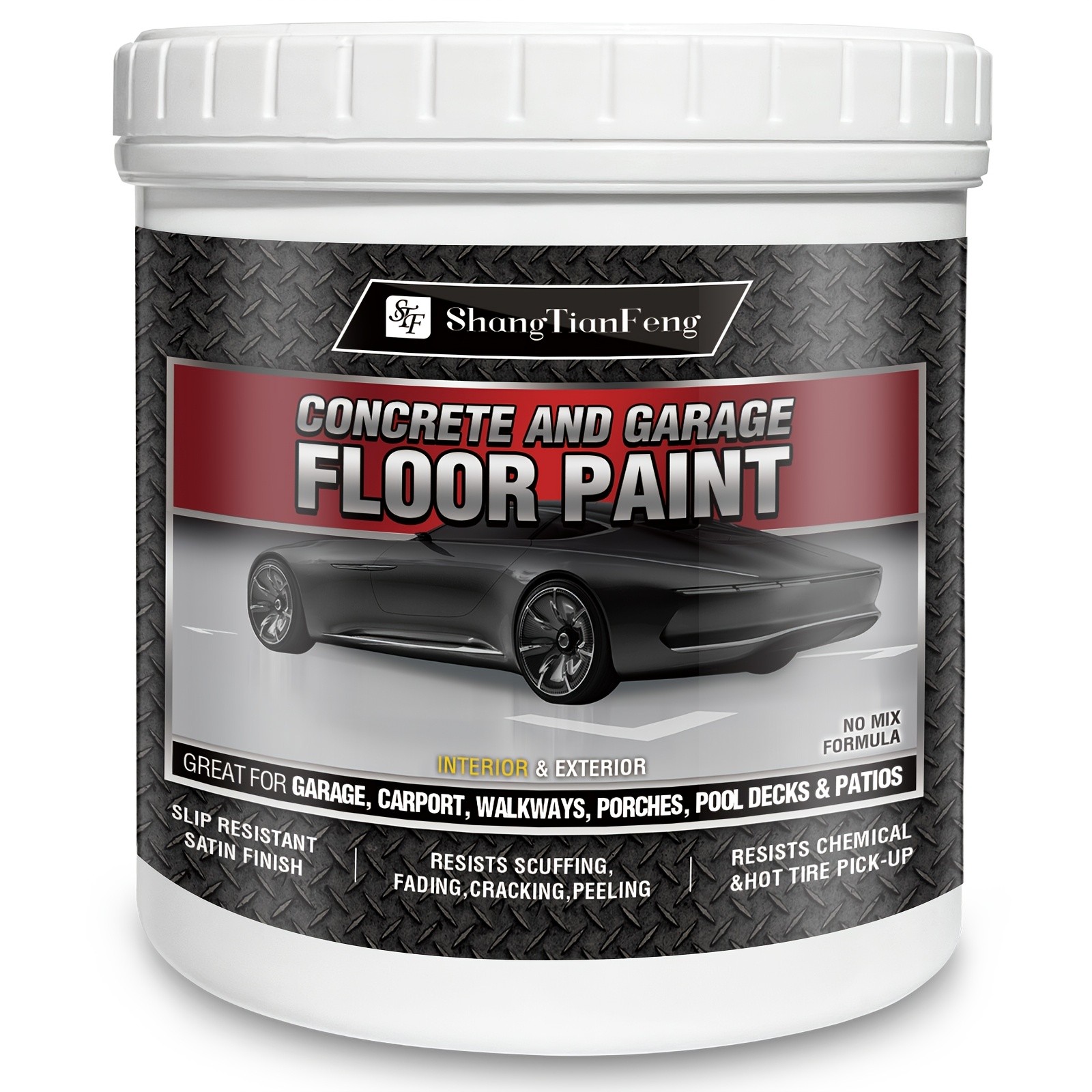 High Hardness Floor Paint Acrylic Concrete Coating for Garage Driveway, 1 Gal