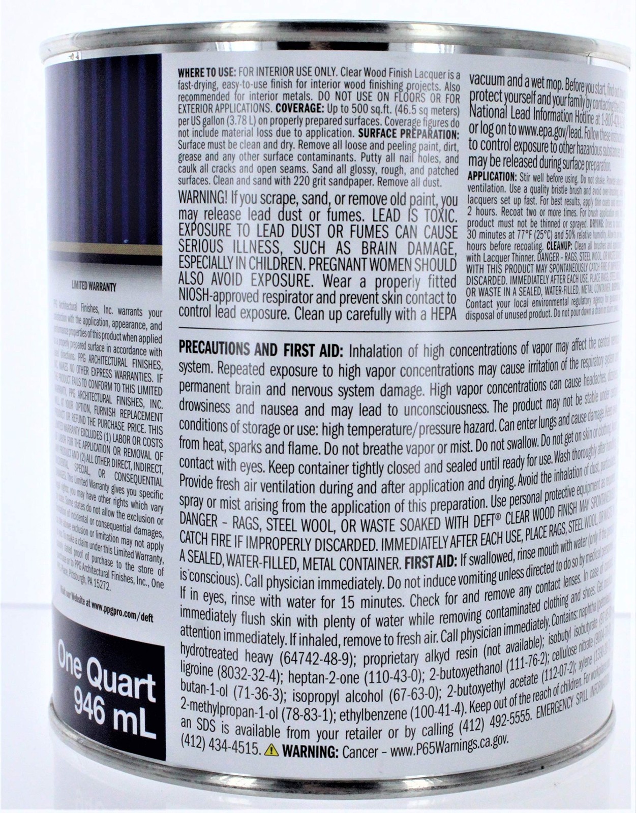 Deft Interior Clear Wood Finish Gloss Brushing Lacquer, Quart
