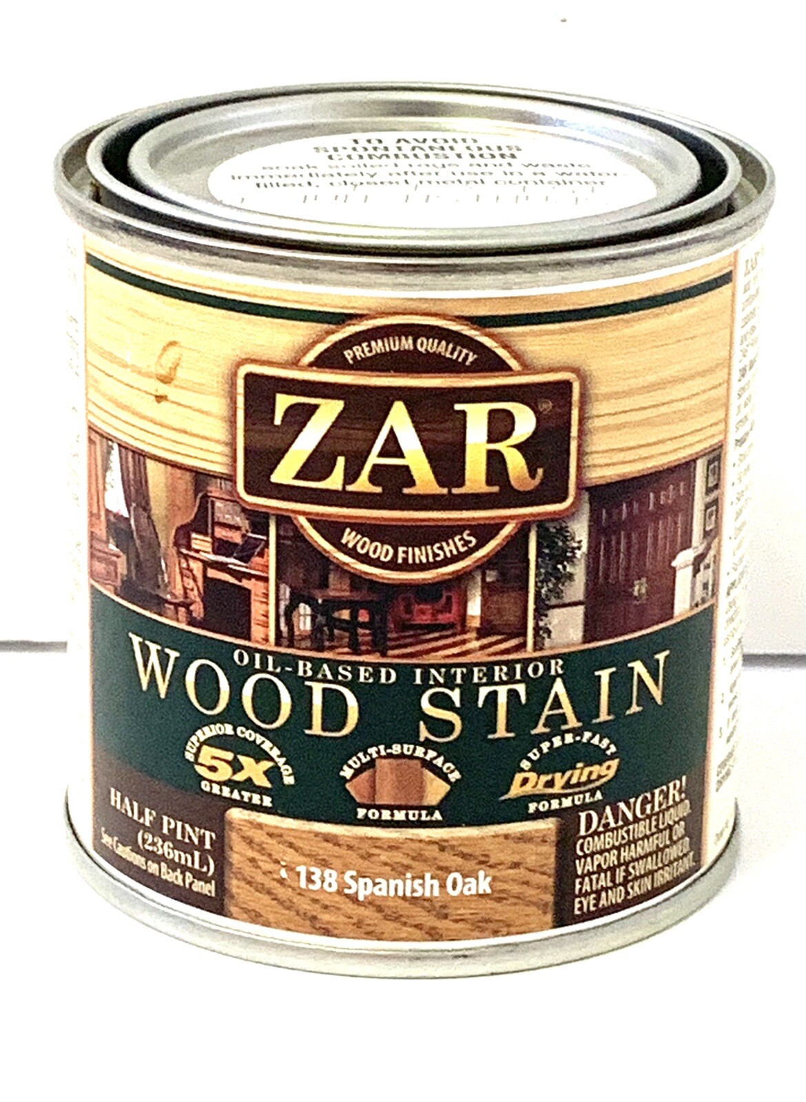 1/2 Pint ZAR 138 SPANISH OAK, Oil-Based Interior Wood Stain, Discontinued