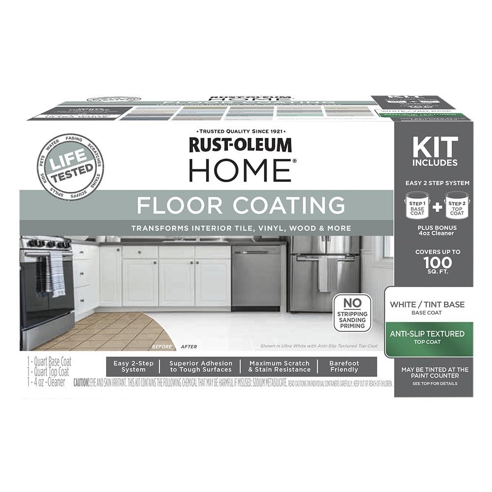 Rust-Oleum HOME Floor Coating, Ultra White Tint Base, Anti-Slip, Kit – 384958