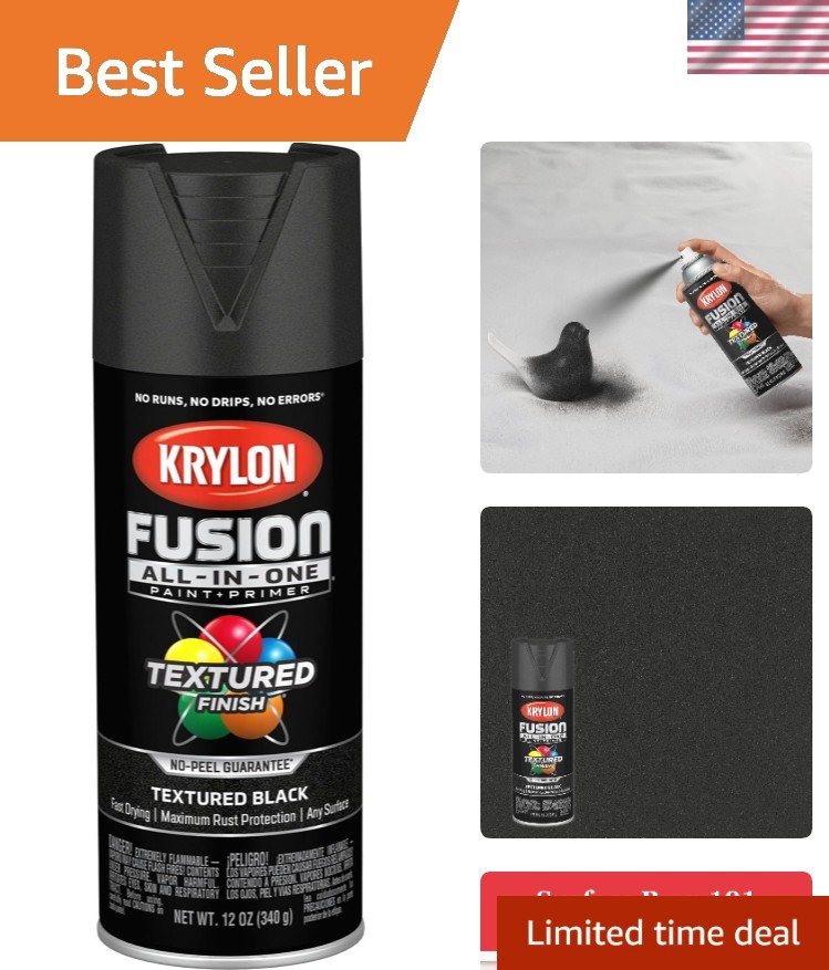 Textured Black Spray Paint, 12 oz – Fast-Drying, Rust Resistant for All Surfaces