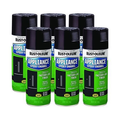 Rust-Oleum Specialty Appliance Epoxy Spray Paint, Gloss Black, 12 oz Can, 6/CT