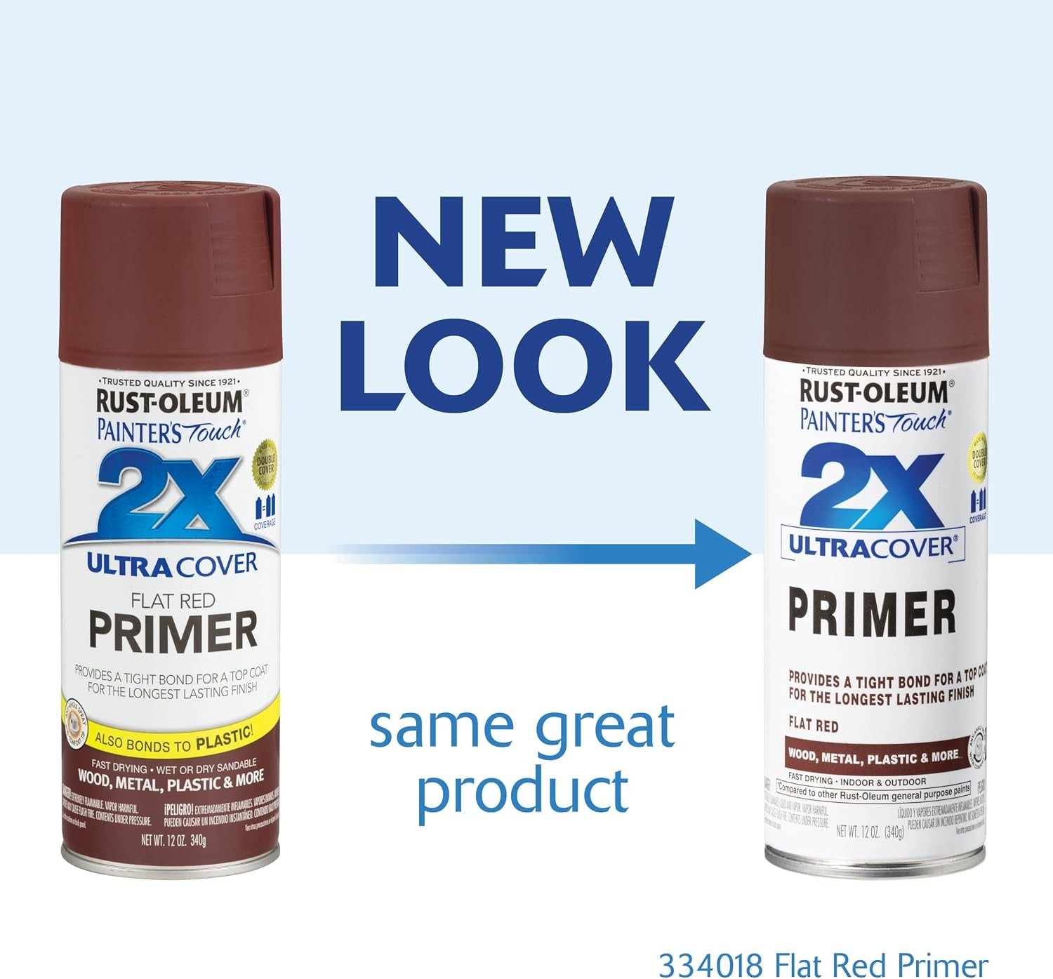 Rust-Oleum 334018-6PK Painter’s Touch 2X Ultra Cover Spray Primer, 12 oz, Flat R
