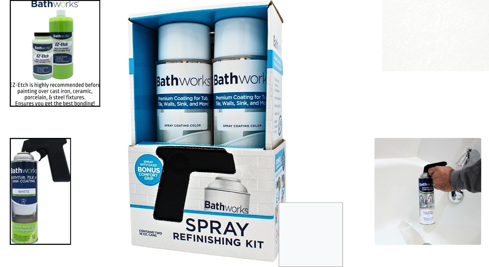 Versatile Bathtub Refinishing Kit White – 2 Cans, Fade & Waterproof Finish