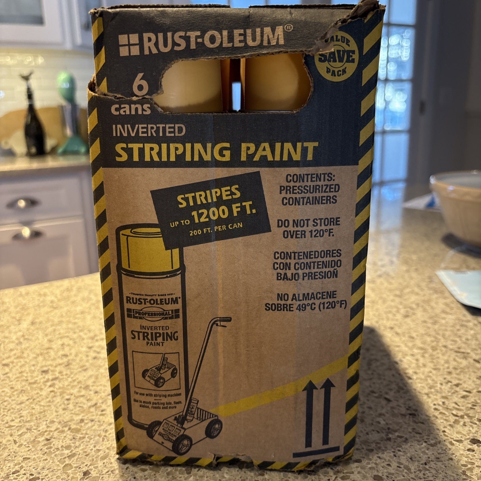 Rust-Oleum P2548849 Yellow Inverted Striping Spray Paint 18oz 6-Pack New