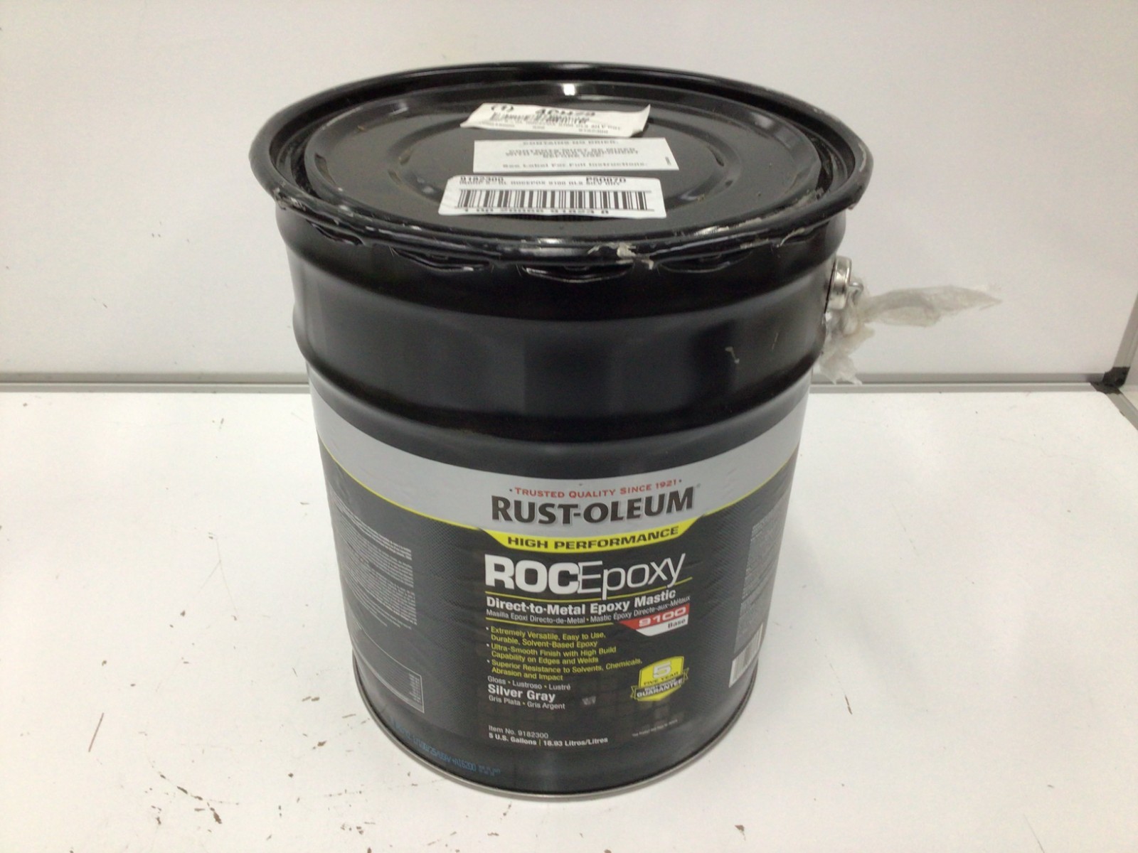 Rust-Oleum 9182300 Epoxy Mastic Coating Base, Silver Gray, Gloss, 5 Gal, 125 To