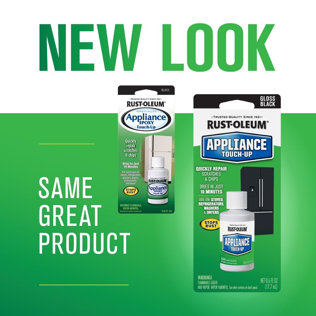 Rust Oleum Appliance Touch Up Paint 0.6 Oz Black Quick Dry High Gloss Finish