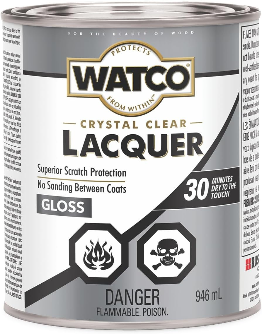63041 Lacquer Clear Wood Finish, Quart, Gloss Clear