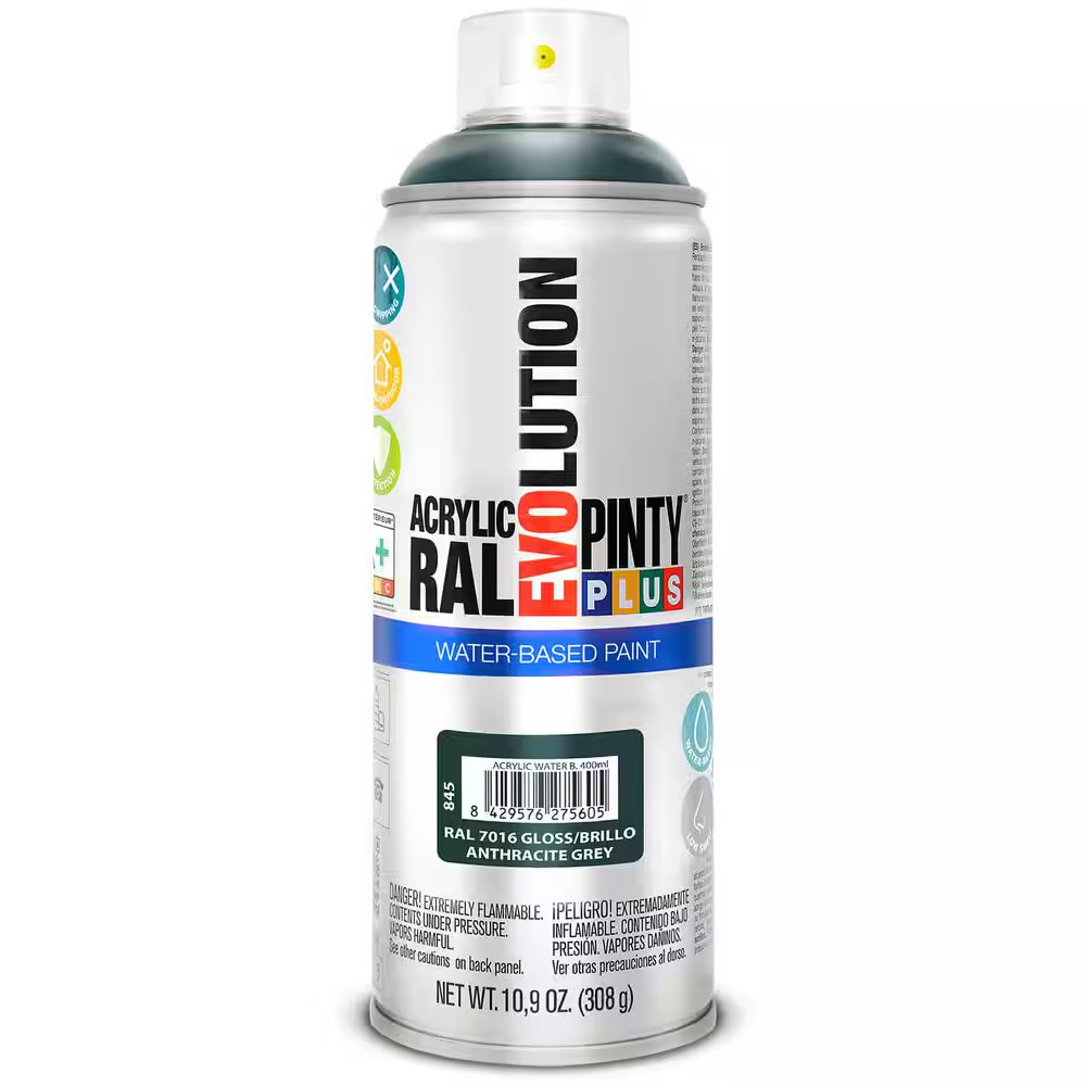 Evolution Acrylic 10.9 Oz. Gloss Anthracite Grey, Water Base Spray Paint NEW