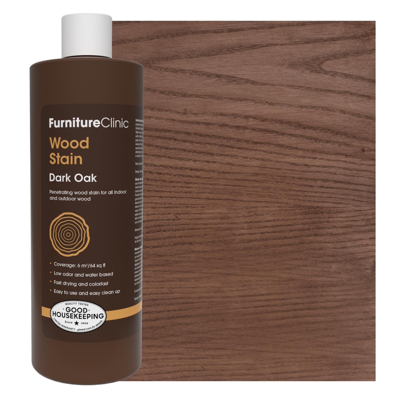 Dark Oak Wood Stain – Water-Based, Fast Drying, Low Odor, Non-Toxic – 17oz for I