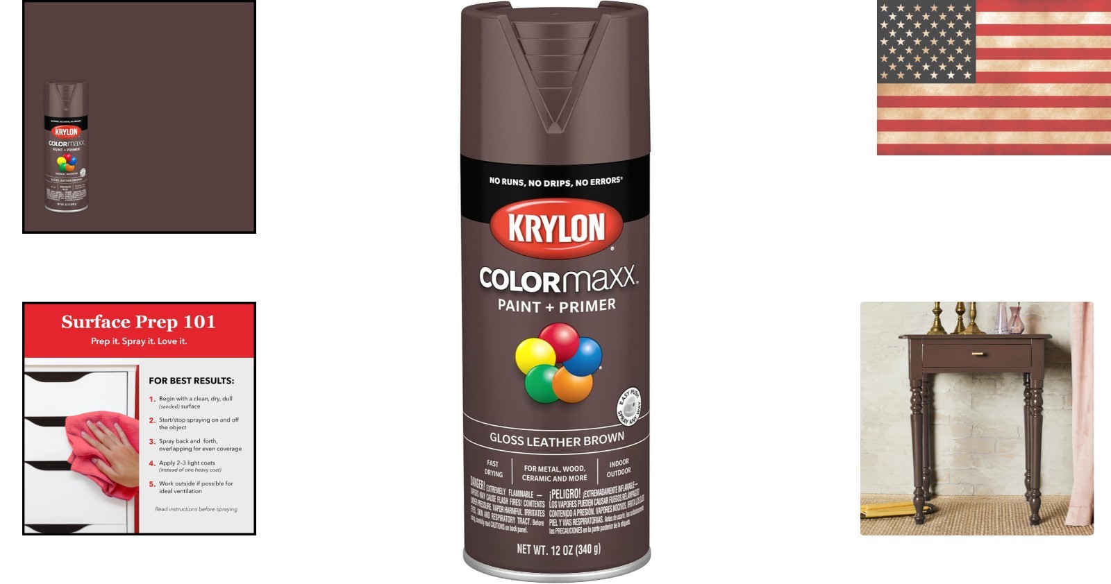 Krylon COLORmaxx Gloss Leather Brown – 12oz Easy Spray Indoor/Outdoor Paint