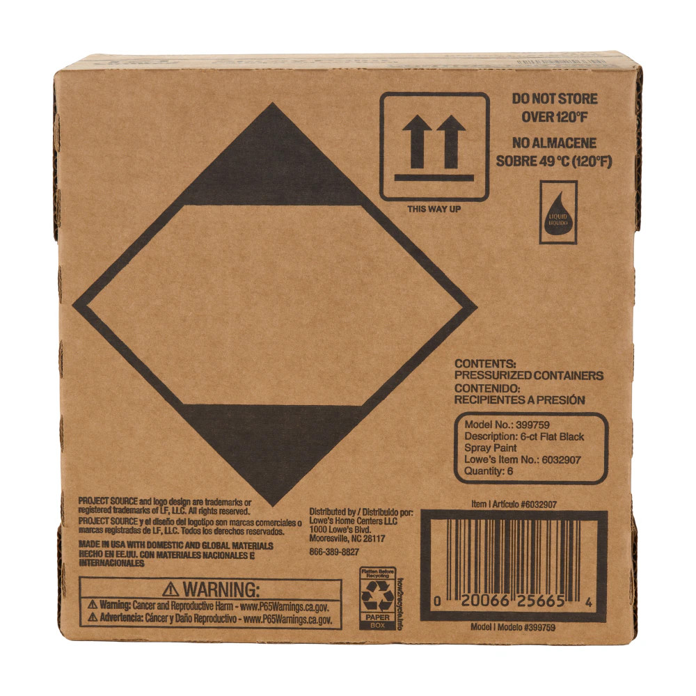 Project Source Flat Black Oil-Based Spray Paint ( NET WT. 10-Oz ) 6 -Pack