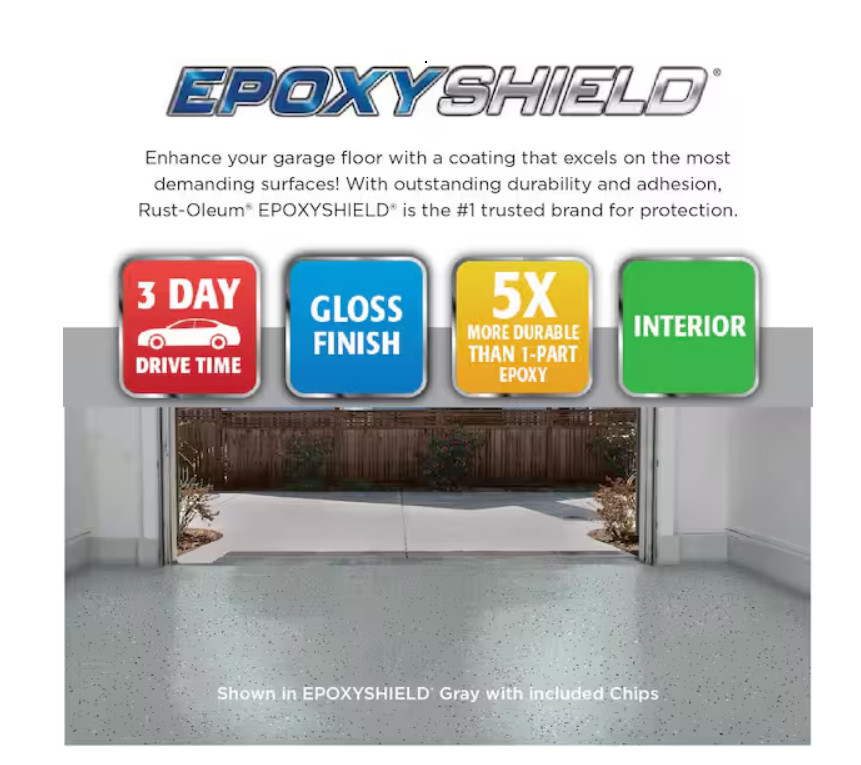 Rust-Oleum Epoxy Shield Garage Floor Coating Kit 3.75 q One Car Garage Kit