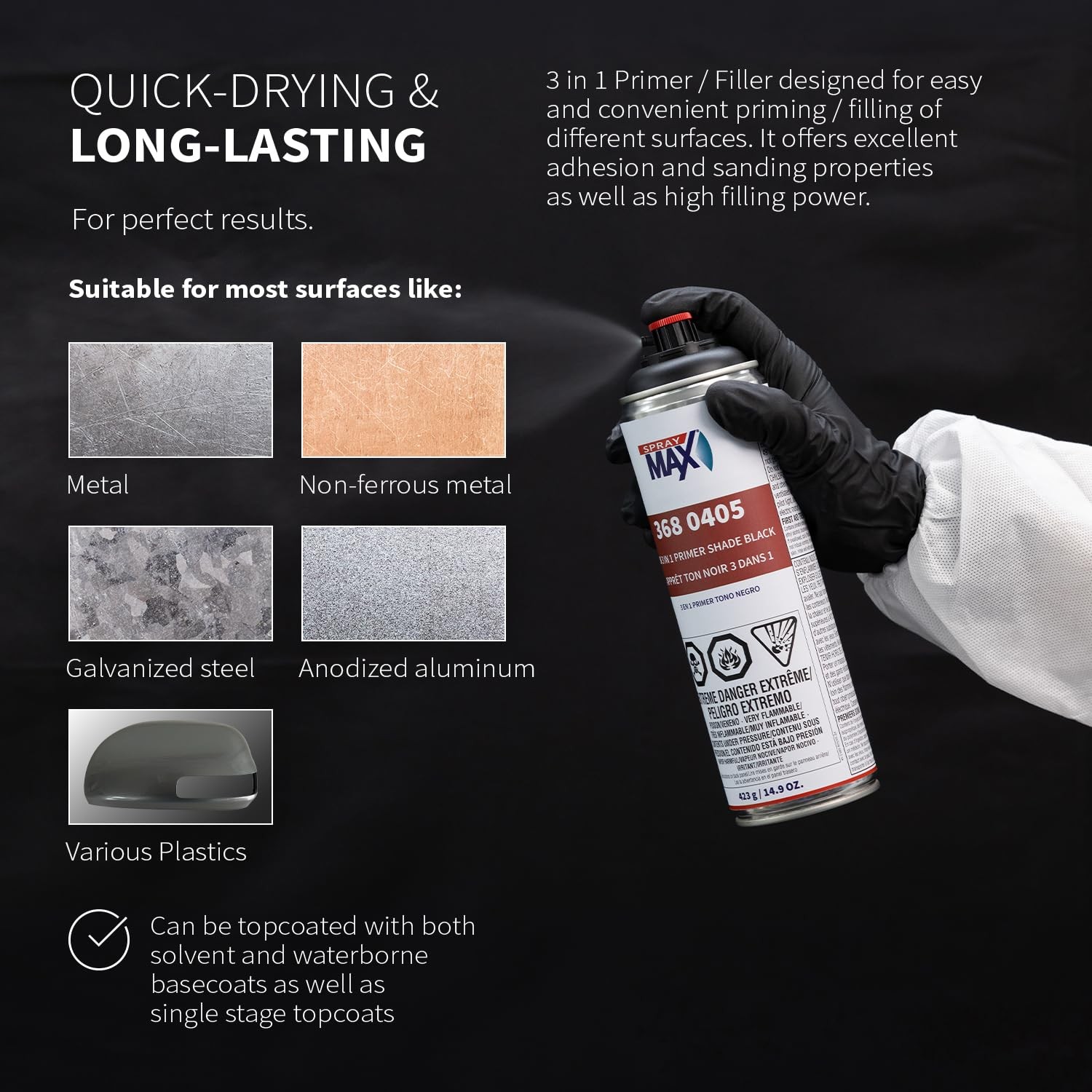 1K 3 in 1 Primer Black | All-in-Primer, Filler & Sealer for Metal, Aluminum &…