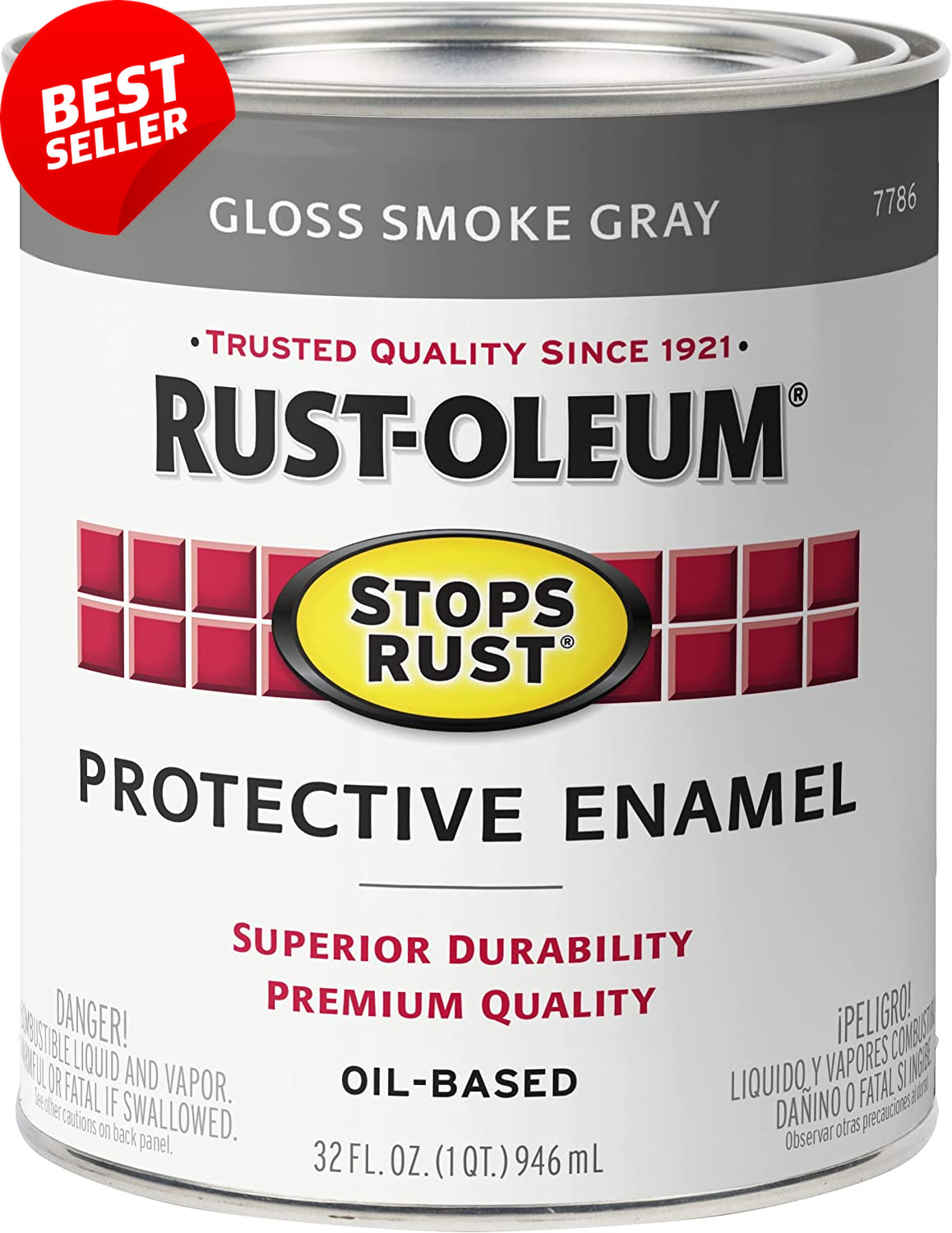 7786502 Protective Enamel Paint, 32 Oz, Gloss Smoke Gray, Stops Rust, 1 Quart
