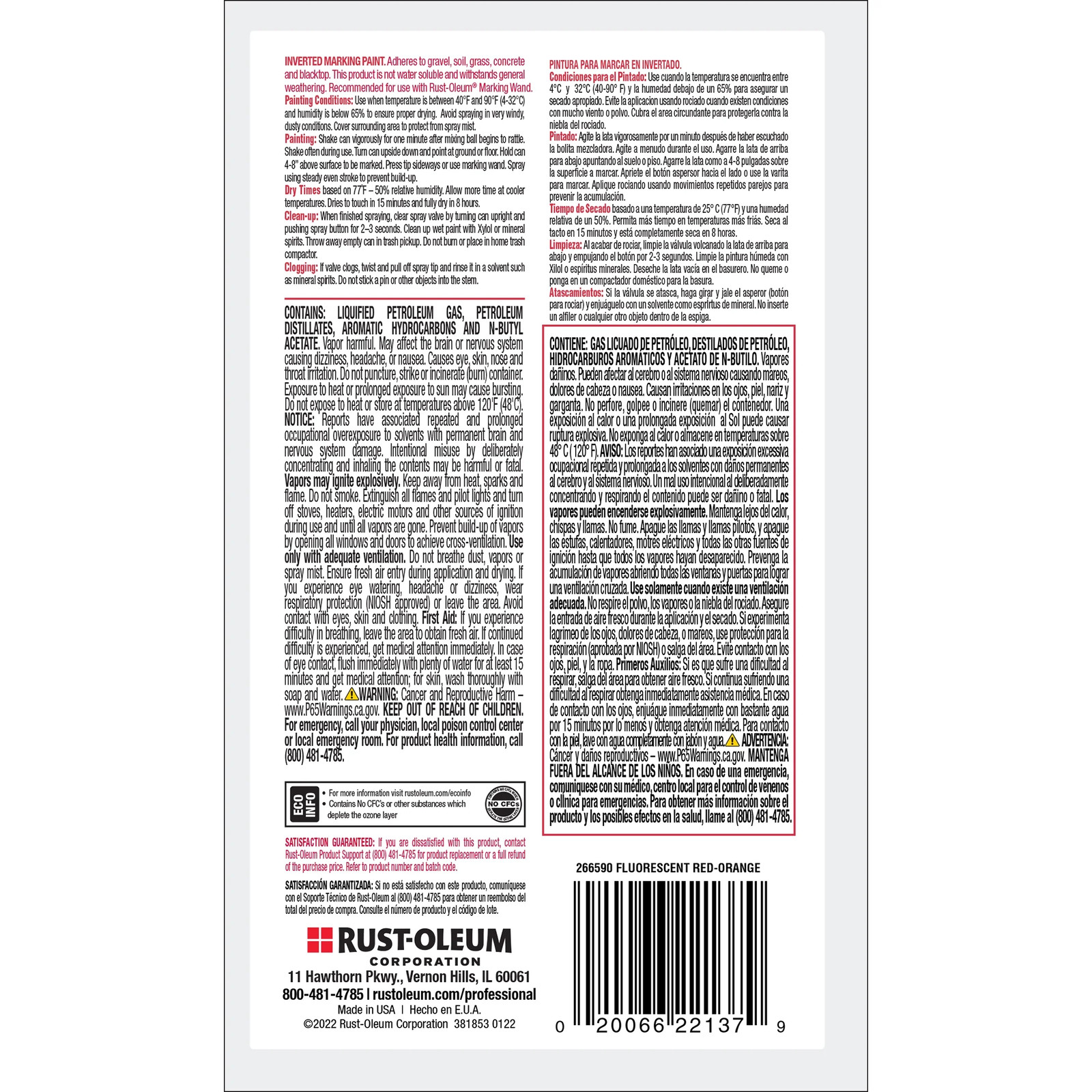 Fluorescent Red-Orange, 2X Inverted Marking Spray Paint-266590, 15 O