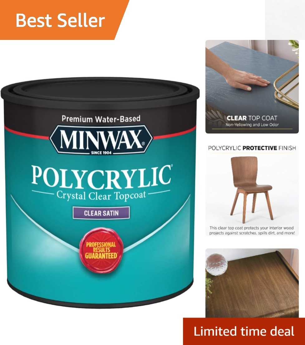 8 Oz Minwax Polycrylic Clear Satin Finish – Ideal for Interior Wood Surfaces