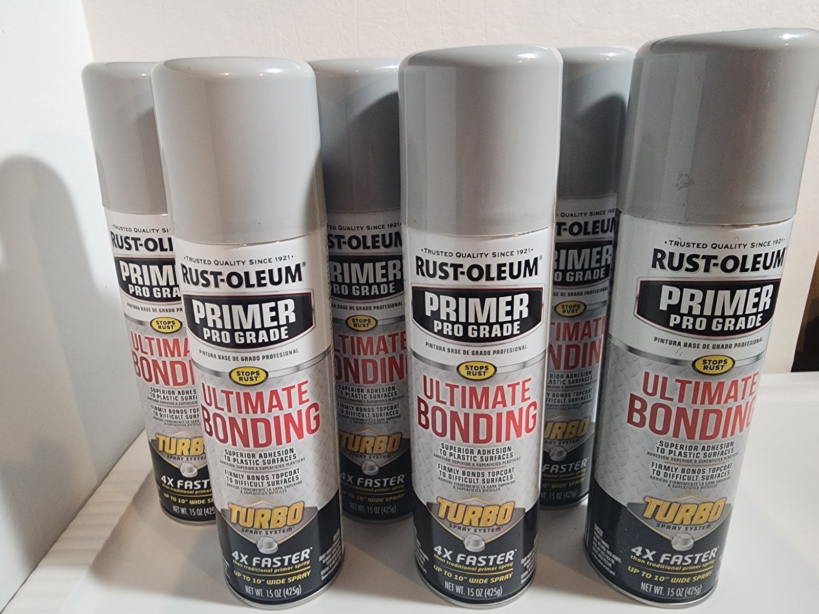 NEW 6 Pack 15 Oz. – Gray, Rust-Oleum Ultimate Bonding Turbo Primer Spray 372702