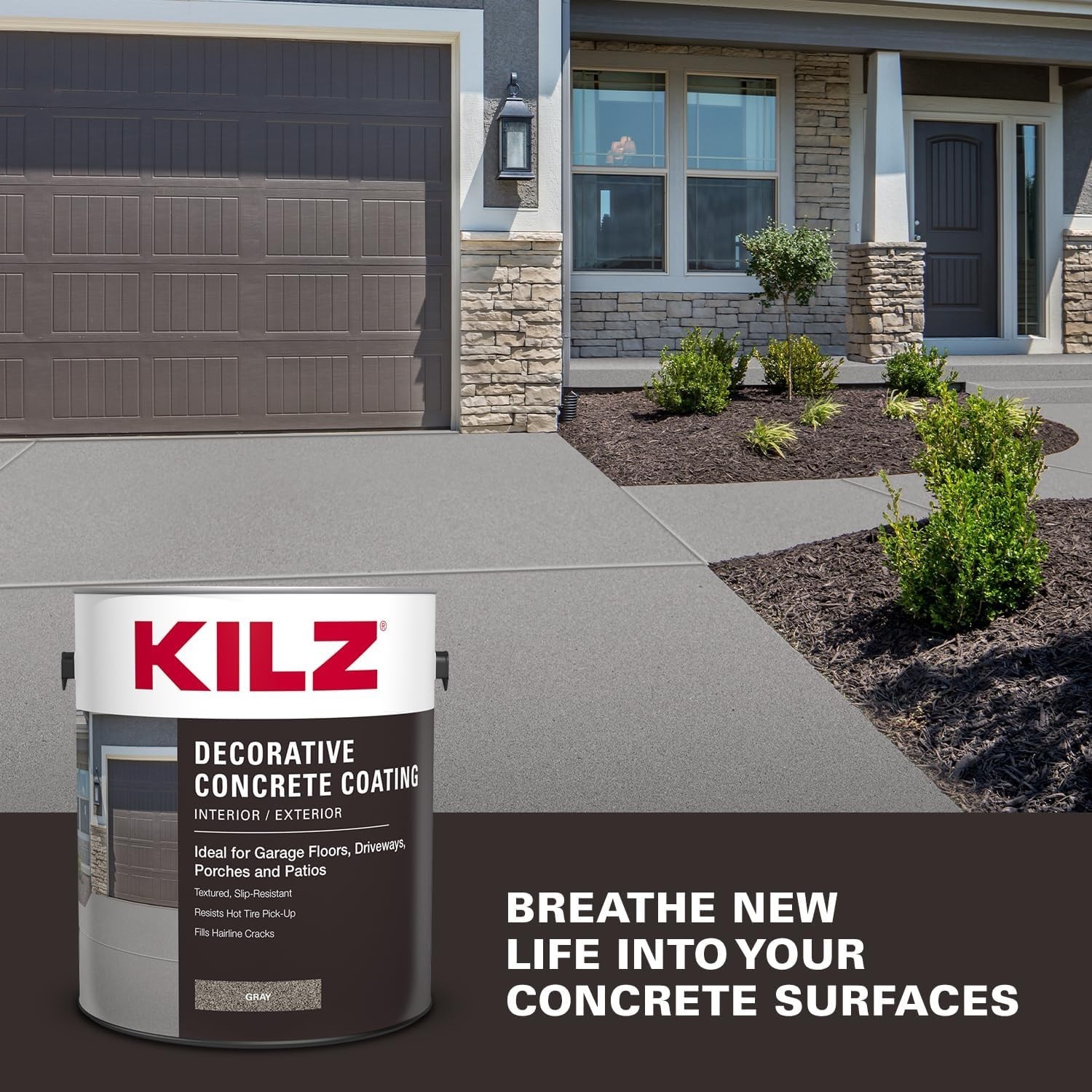 Slip-Resistant Decorative Concrete Coating Gray Paint for Indoor/Outdoor Use