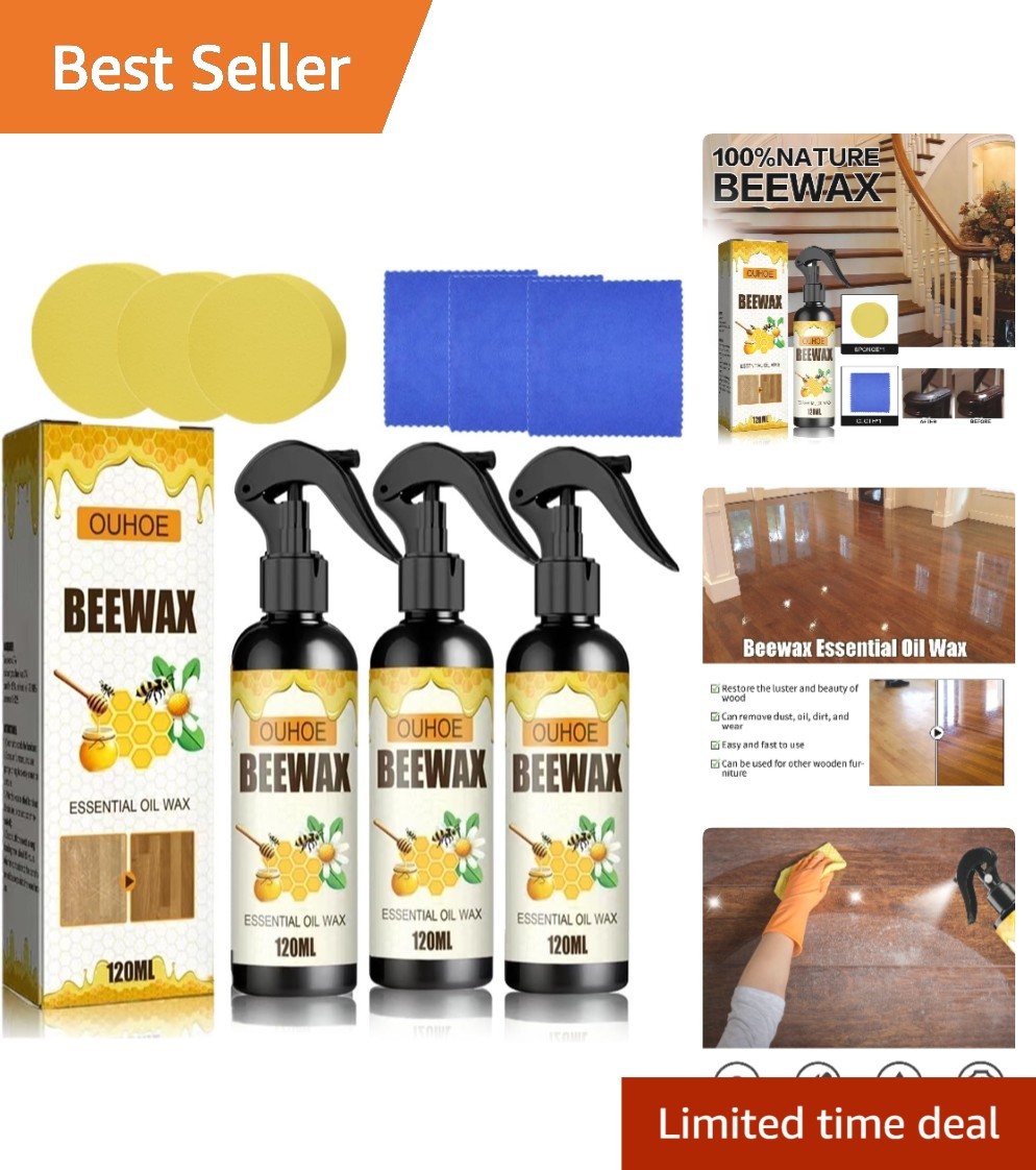 All-Natural Beeswax Spray – 3Pcs Furniture Polish for Wood Floors and Furniture