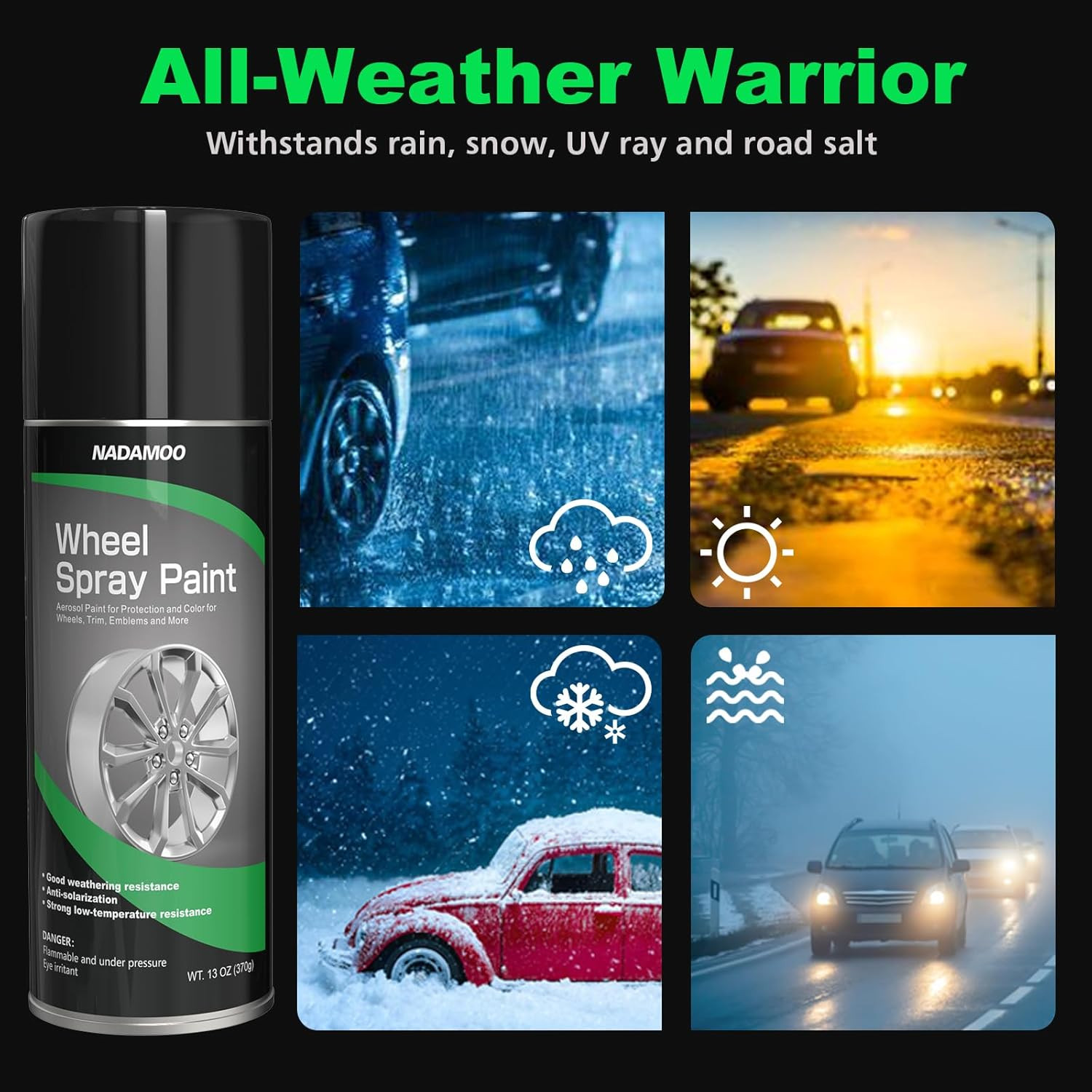 NADAMOO Silvery Aluminum Wheel Spray Paint Car Rim Paint 2 Cans