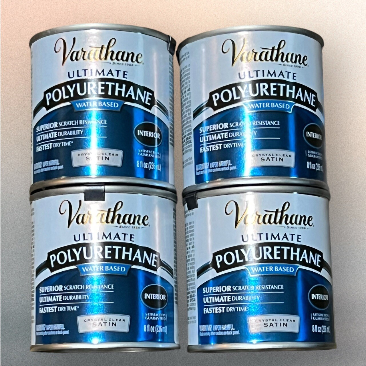 4 Varathane Interior Water-Based Polyurethane, 200261H Satin, Rust-Oleum 8 floz