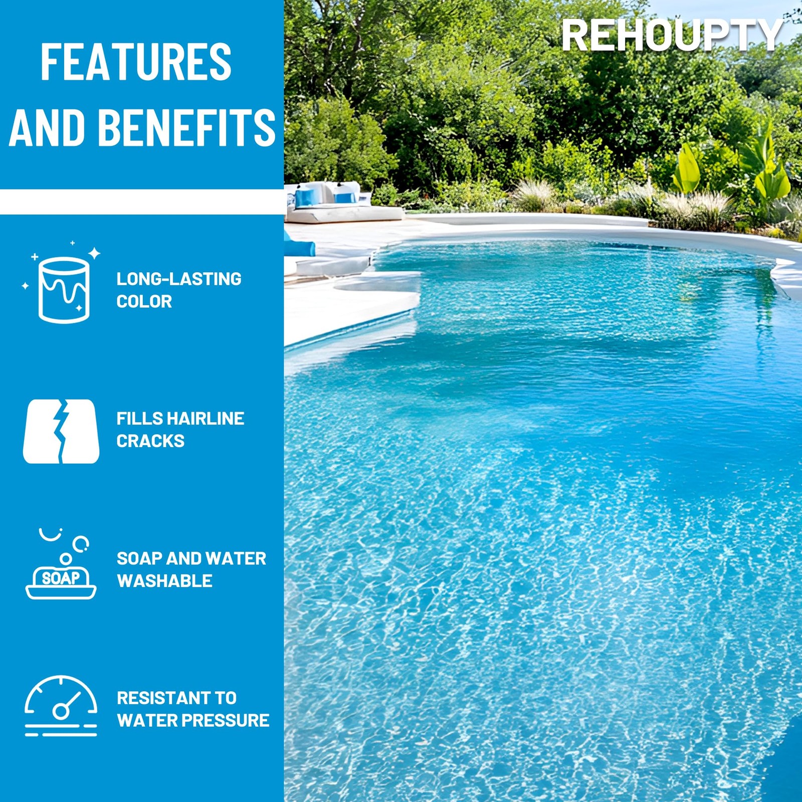 Pool Paint Ocean Blue Water-Based Acrylic Resin Concrete Quick-dry Waterproof