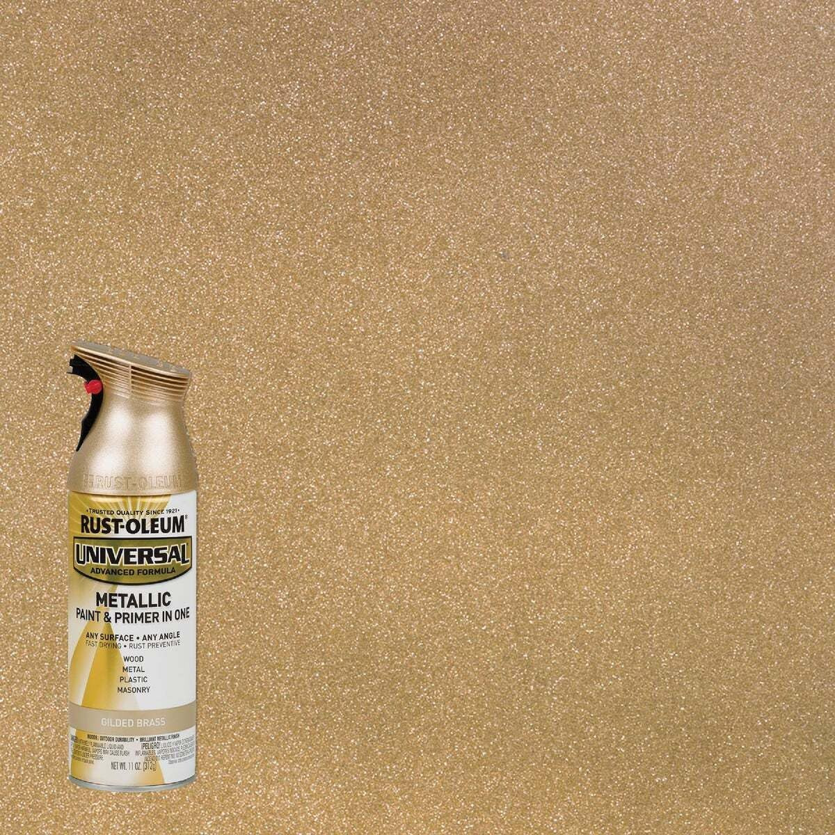 330504 Universal All Surface Metallic Spray Paint, 11 Oz, Guilded Brass