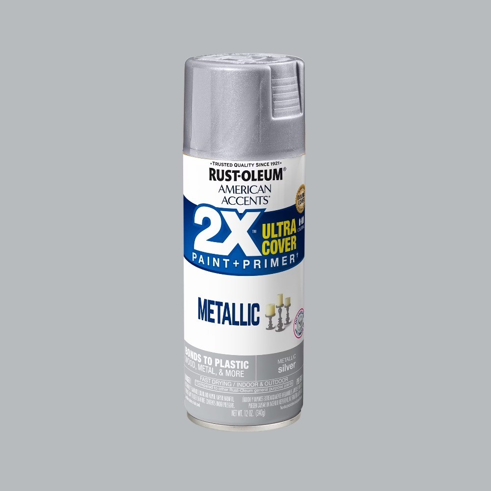 Silver, American Accents 2X Ultra Cover Metallic Spray Paint-327910, 12 oz