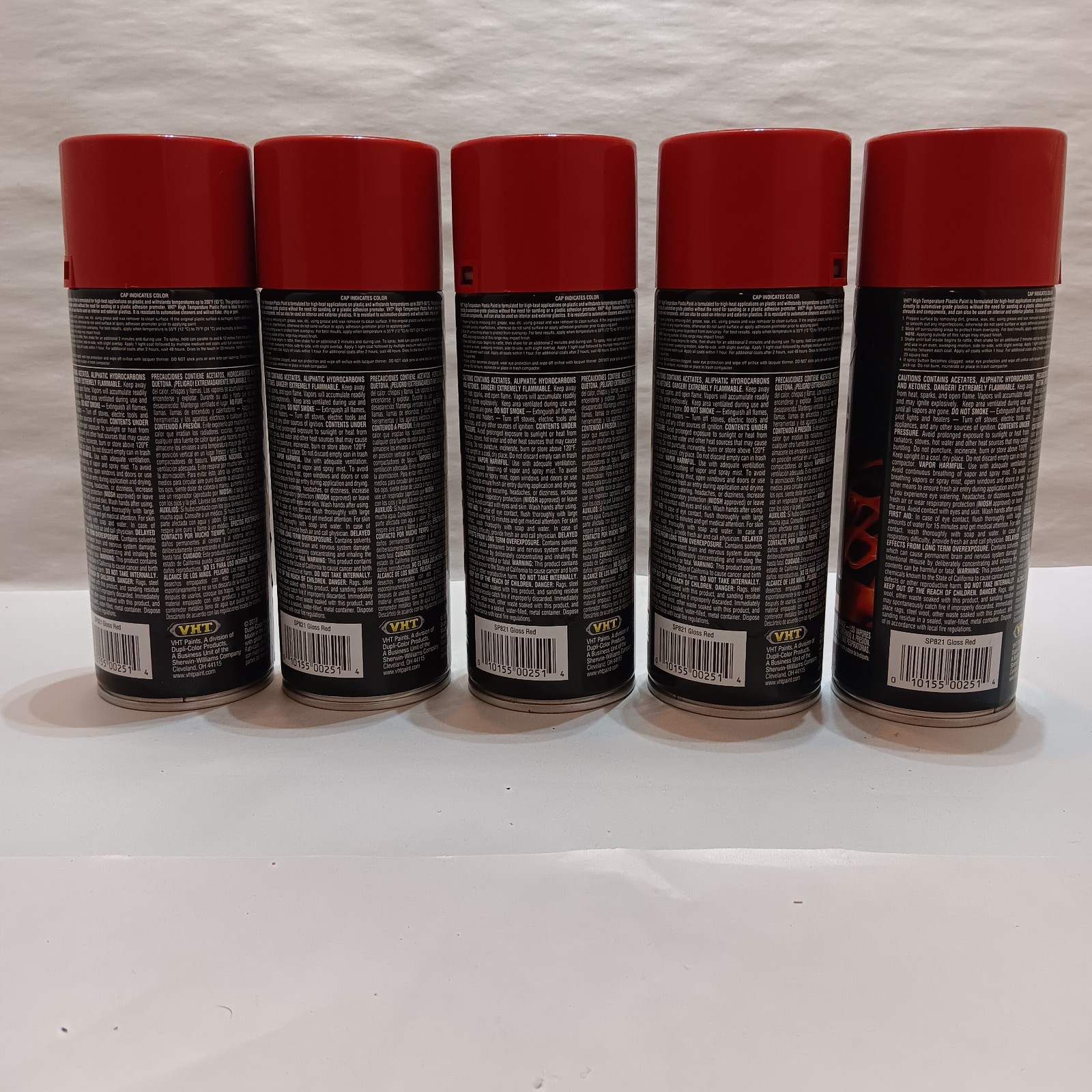 5x VHT High Temperature Plastic Spray Paint 11oz Gloss Red Engine Paint SP821