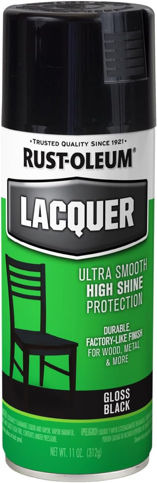 Rust-Oleum 1905830 Lacquer Spray Paint, 11 Oz, Gloss Black