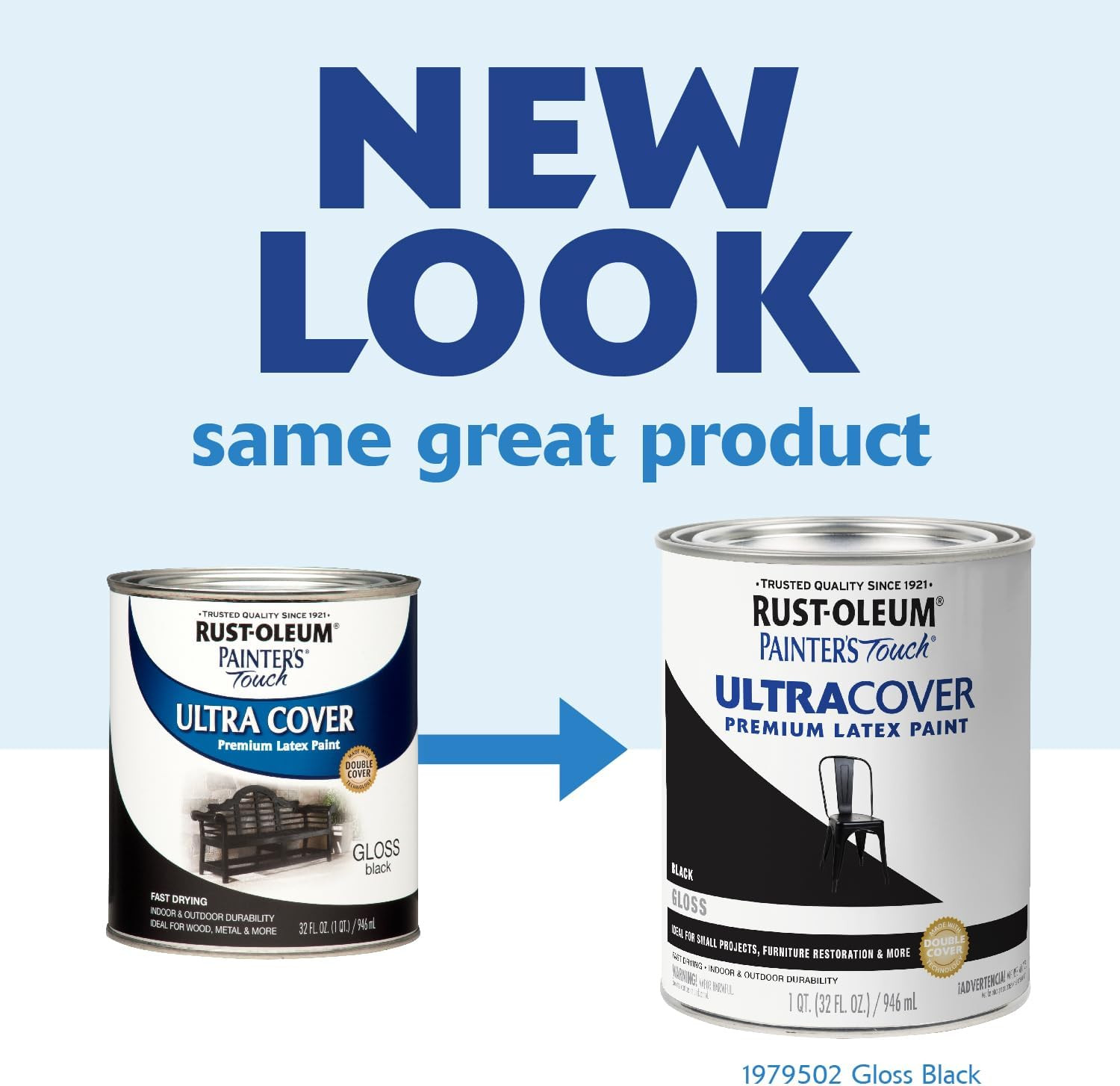 Rust-Oleum 1979502 Painter’S Touch Latex Paint, Quart, Gloss Black, 1 Quart, (Pa