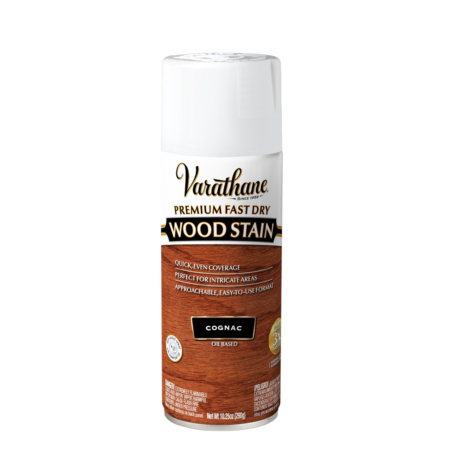 Varathane 392513 Premium Fast Dry Wood Stain Spray, 10.25 Oz, Cognac