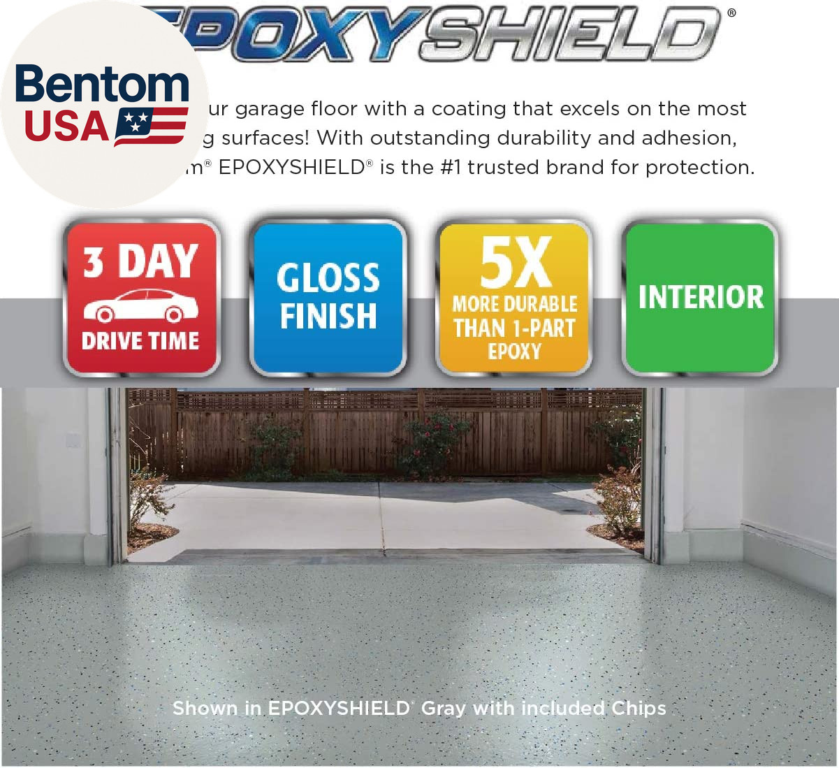 251965 EPOXYSHIELD Garage Floor Coating Kit, 1 Car, Gloss Gray