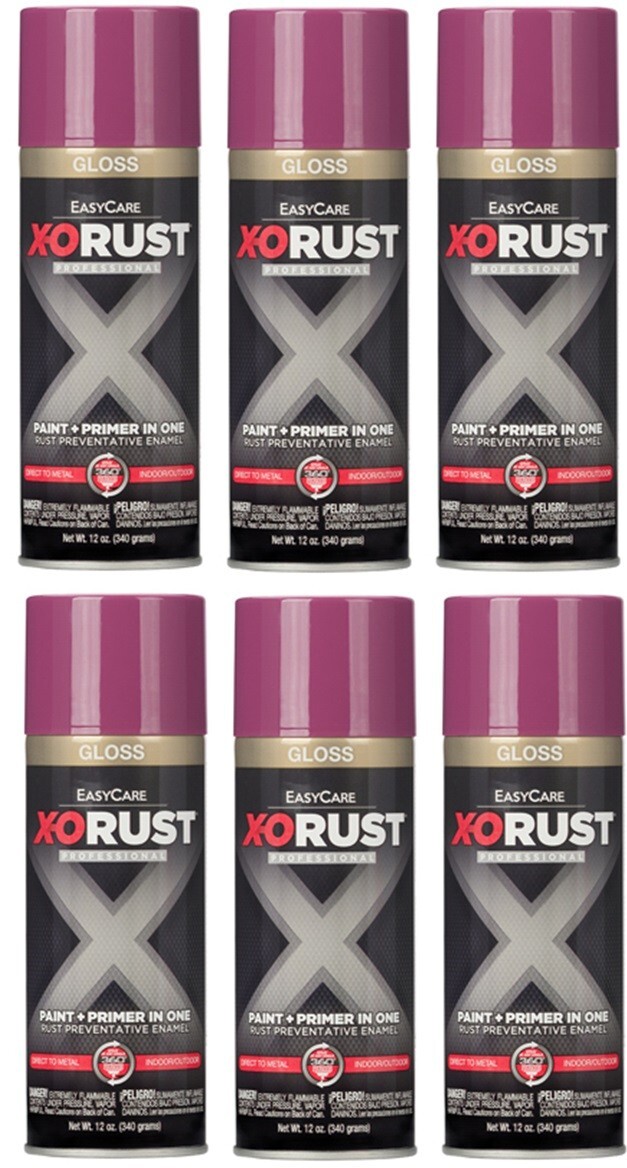 X-O Rust XOP33-AER Gloss SAFETY PURPLE Anti-Rust Enamel Spray Paint – 6 Pack