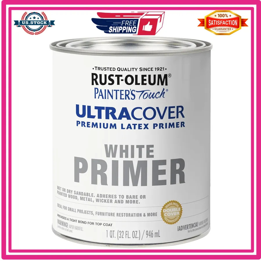 Rust-Oleum Painter’s Touch Semi-Gloss White Latex Paint Interior Exterior Quart