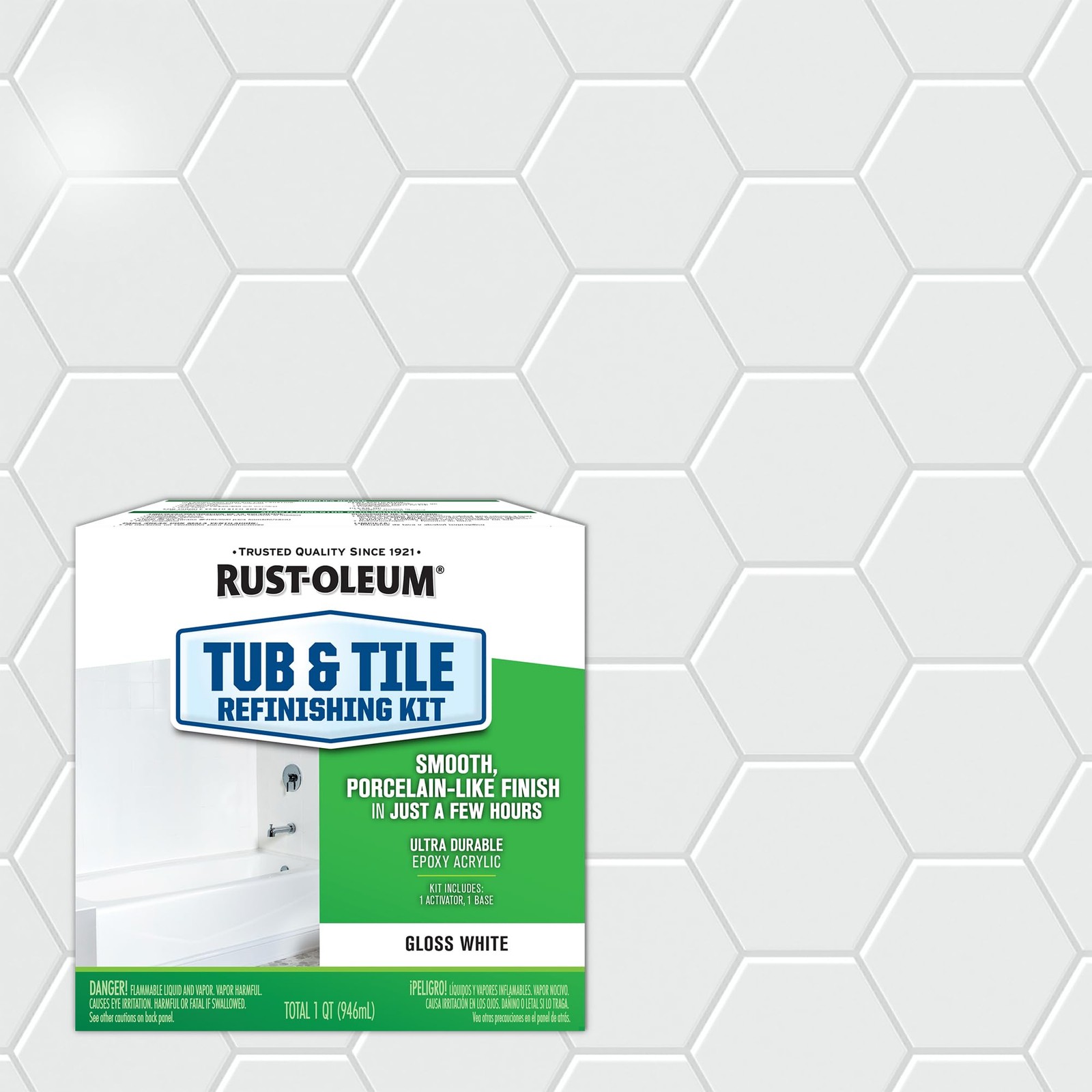 Rust-Oleum 384165 Tub And Tile Refinishing 2-Part 32 Fl Oz (Pack of 1), White
